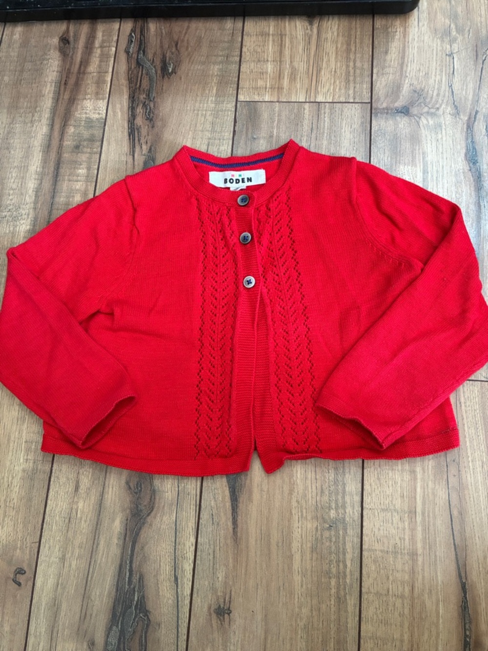 Mini Boden Red Knit Cardigan Sweater - Size 3/4